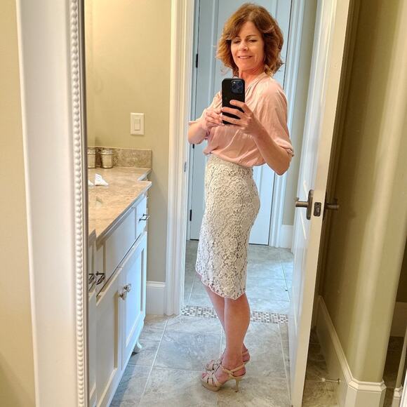 DOLCE & GABBANA Lace Skirt Ice Light Blue XS - Picture 3 of 9